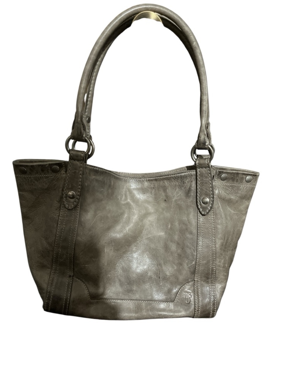 Frye Gray Leather Double-Handle Tote